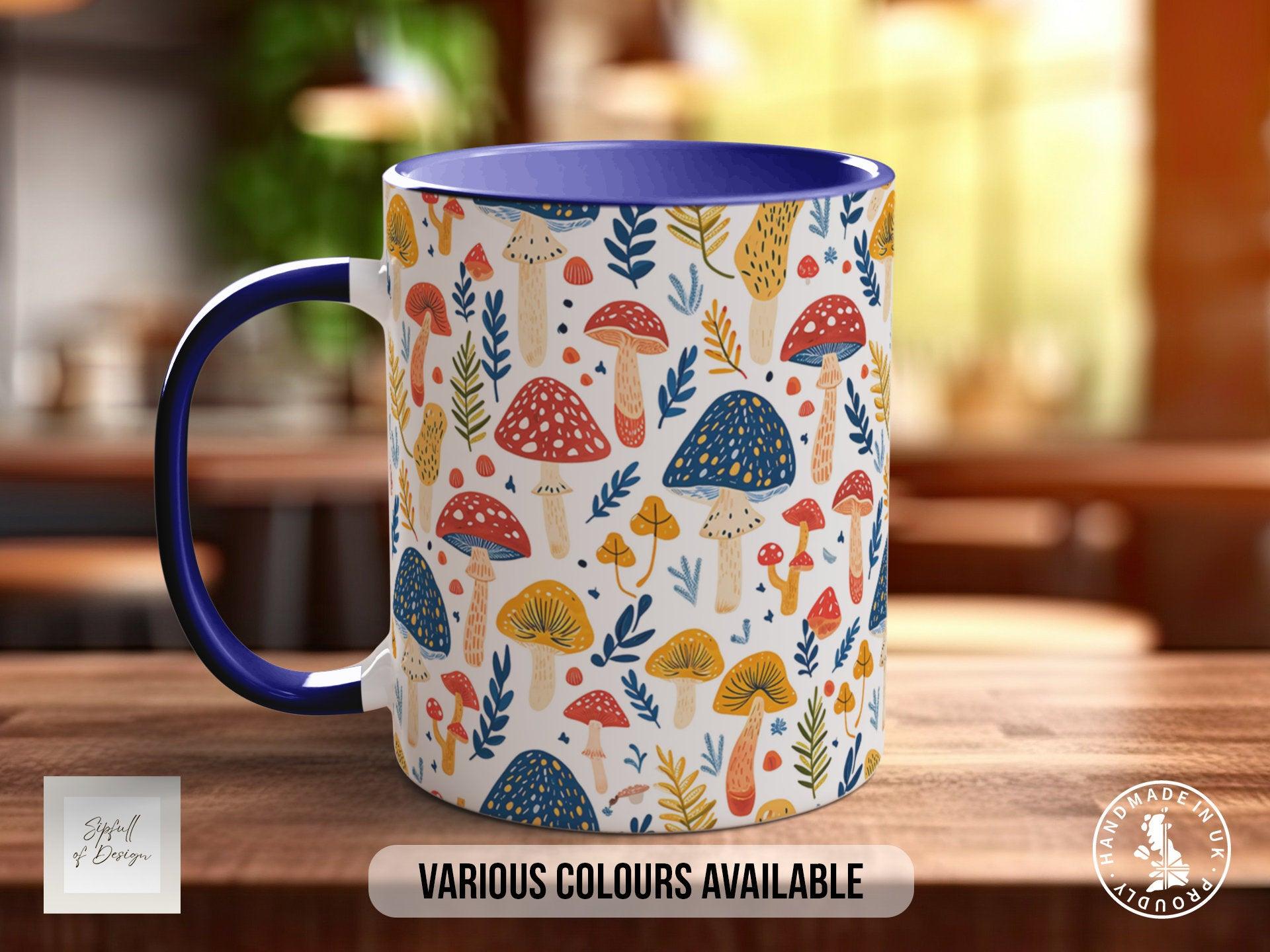Mushroom Garden Pattern Full Wrap Coloured Art Mug - Design 14 - Sipfull of Design