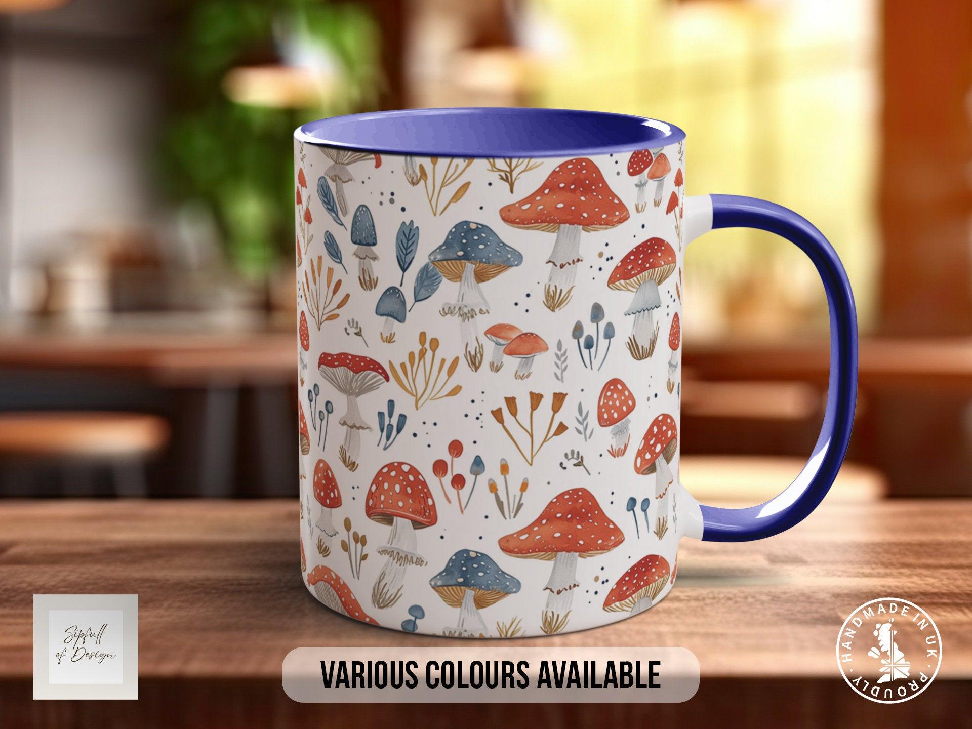 Mushroom Garden Pattern Full Wrap Coloured Art Mug - Design 15 - Sipfull of Design