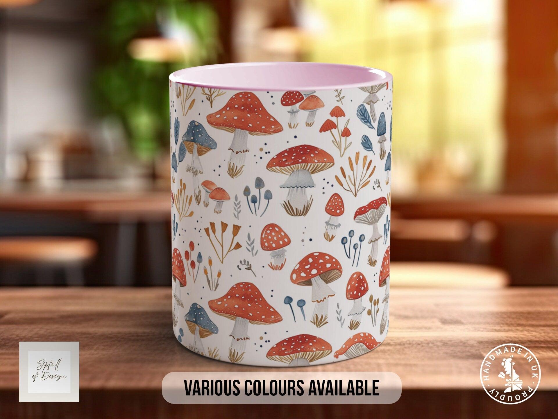 Mushroom Garden Pattern Full Wrap Coloured Art Mug - Design 15 - Sipfull of Design