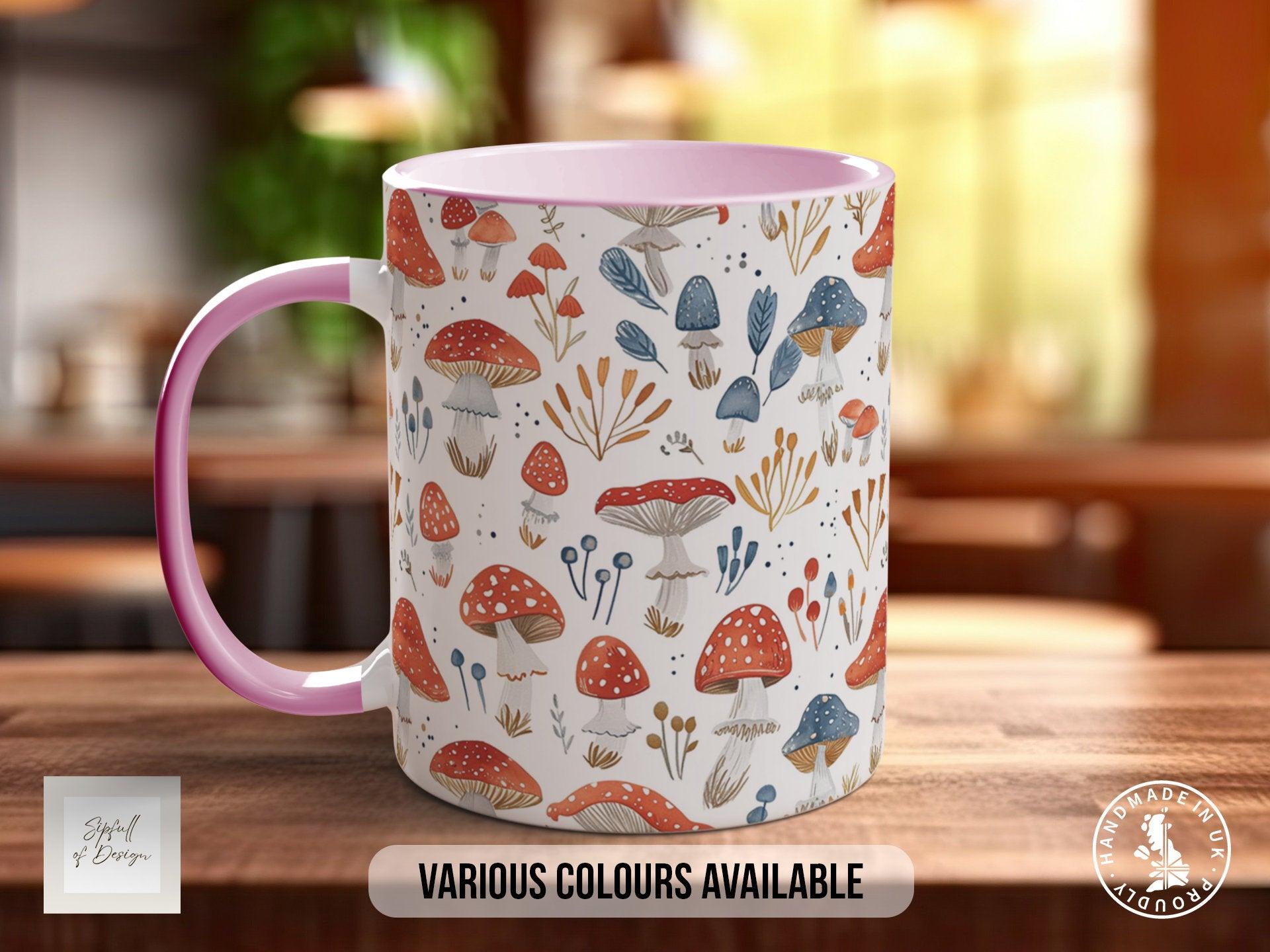Mushroom Garden Pattern Full Wrap Coloured Art Mug - Design 15 - Sipfull of Design