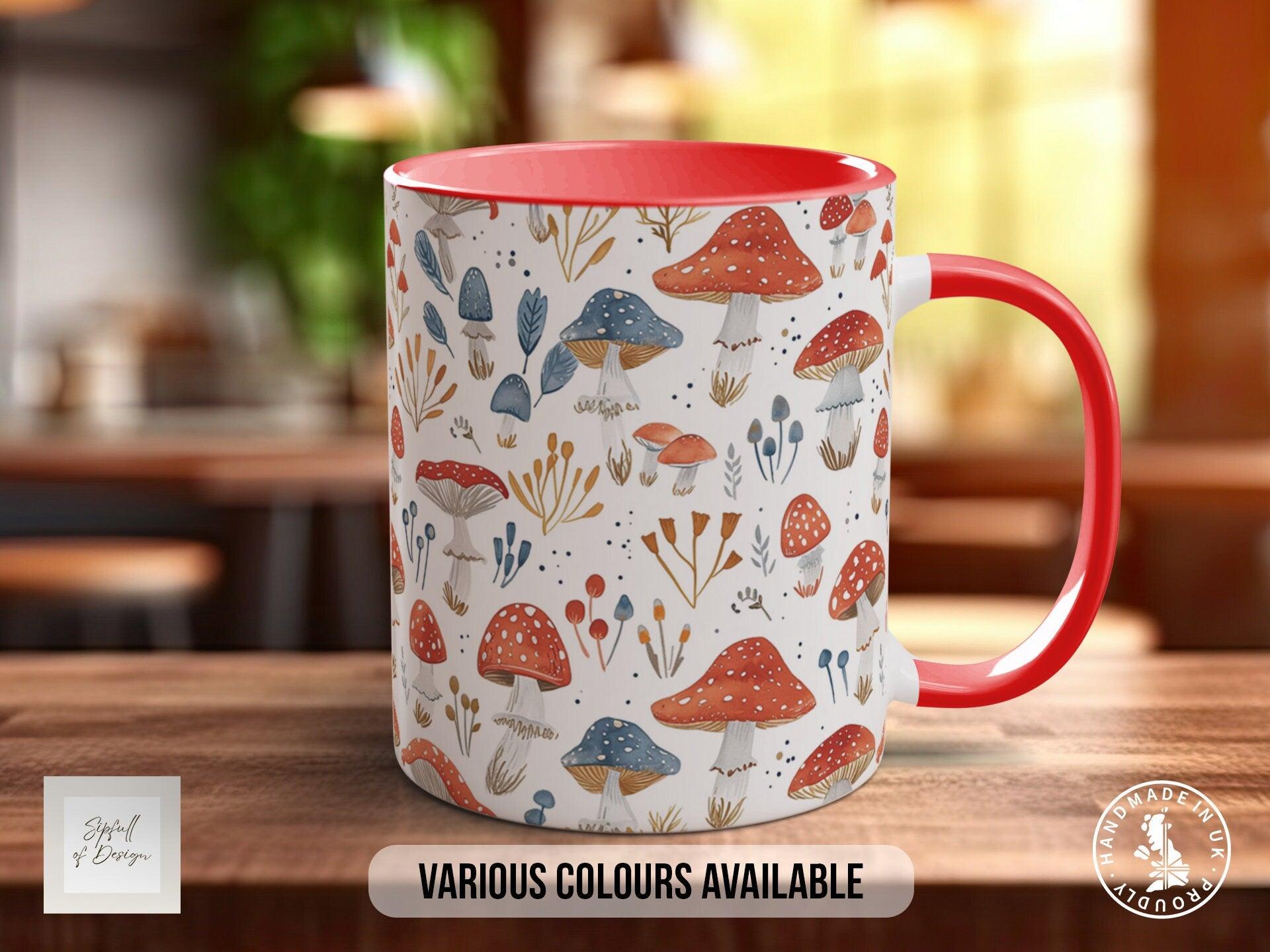 Mushroom Garden Pattern Full Wrap Coloured Art Mug - Design 15 - Sipfull of Design