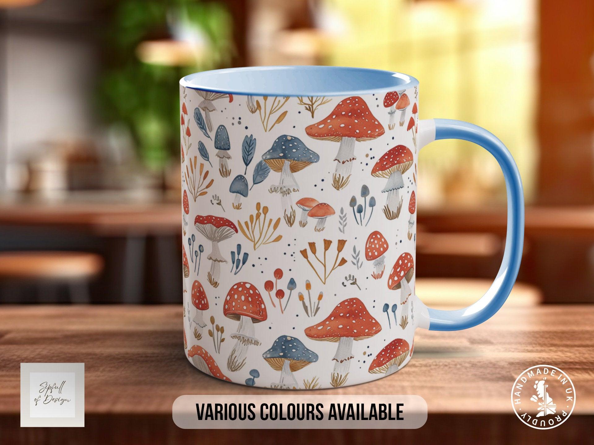 Mushroom Garden Pattern Full Wrap Coloured Art Mug - Design 15 - Sipfull of Design