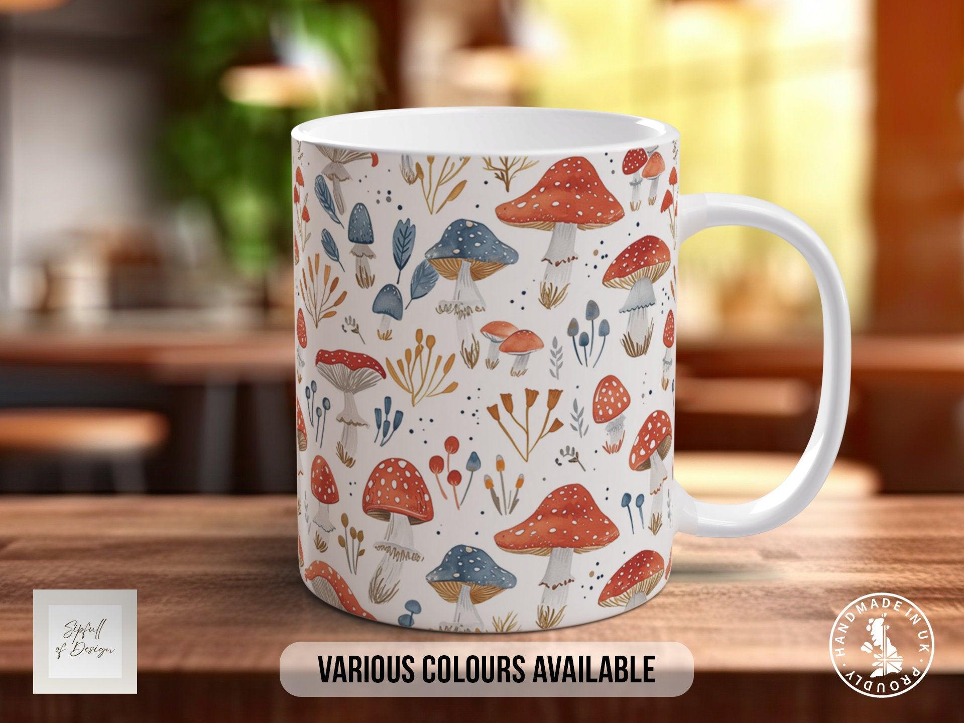 Mushroom Garden Pattern Full Wrap Coloured Art Mug - Design 15 - Sipfull of Design