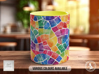 Watercolour Rainbow Stained Glass Pattern Full Wrap Coloured Art Mug - Design 1 - Sipfull of Design