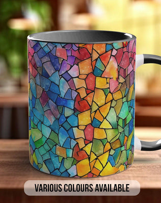 Watercolour Rainbow Stained Glass Pattern Full Wrap Coloured Art Mug - Design 2 - Sipfull of Design