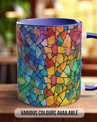 Watercolour Rainbow Stained Glass Pattern Full Wrap Coloured Art Mug - Design 2 - Sipfull of Design
