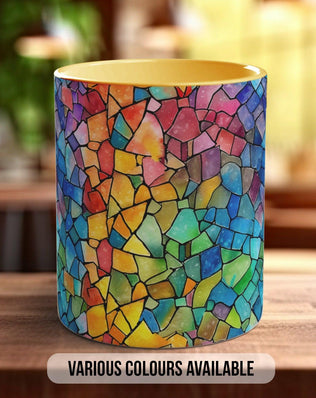 Watercolour Rainbow Stained Glass Pattern Full Wrap Coloured Art Mug - Design 2 - Sipfull of Design