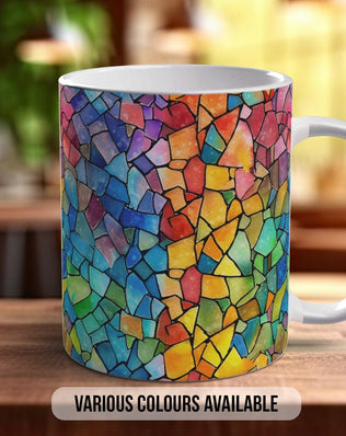Watercolour Rainbow Stained Glass Pattern Full Wrap Coloured Art Mug - Design 2 - Sipfull of Design