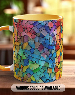 Watercolour Rainbow Stained Glass Pattern Full Wrap Coloured Art Mug - Design 2 - Sipfull of Design