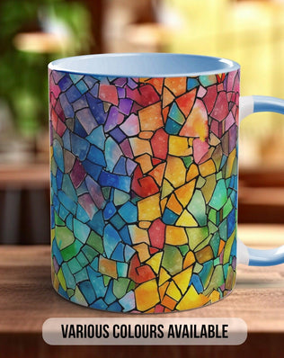 Watercolour Rainbow Stained Glass Pattern Full Wrap Coloured Art Mug - Design 2 - Sipfull of Design
