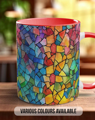 Watercolour Rainbow Stained Glass Pattern Full Wrap Coloured Art Mug - Design 2 - Sipfull of Design