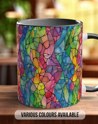 Watercolour Rainbow Stained Glass Pattern Full Wrap Coloured Art Mug - Design 4 - Sipfull of Design
