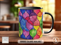 Watercolour Rainbow Stained Glass Pattern Full Wrap Coloured Art Mug - Design 7 - Sipfull of Design
