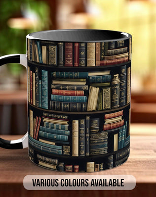 Book Shelf Pattern Full Wrap Coloured Art Mug - Design 1 - Sipfull of Design