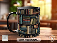 Book Shelf Pattern Full Wrap Coloured Art Mug - Design 1 - Sipfull of Design