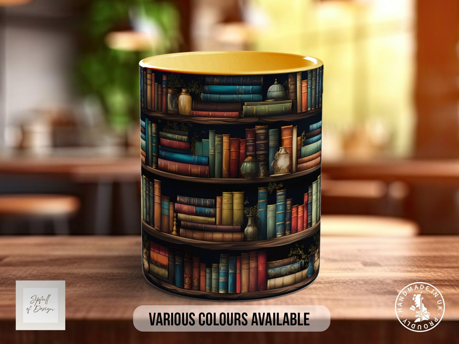 Book Shelf Pattern Full Wrap Coloured Art Mug - Design 2 - Sipfull of Design