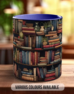 Book Shelf Pattern Full Wrap Coloured Art Mug - Design 4 - Sipfull of Design