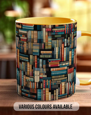 Book Shelf Pattern Full Wrap Coloured Art Mug - Design 5 - Sipfull of Design