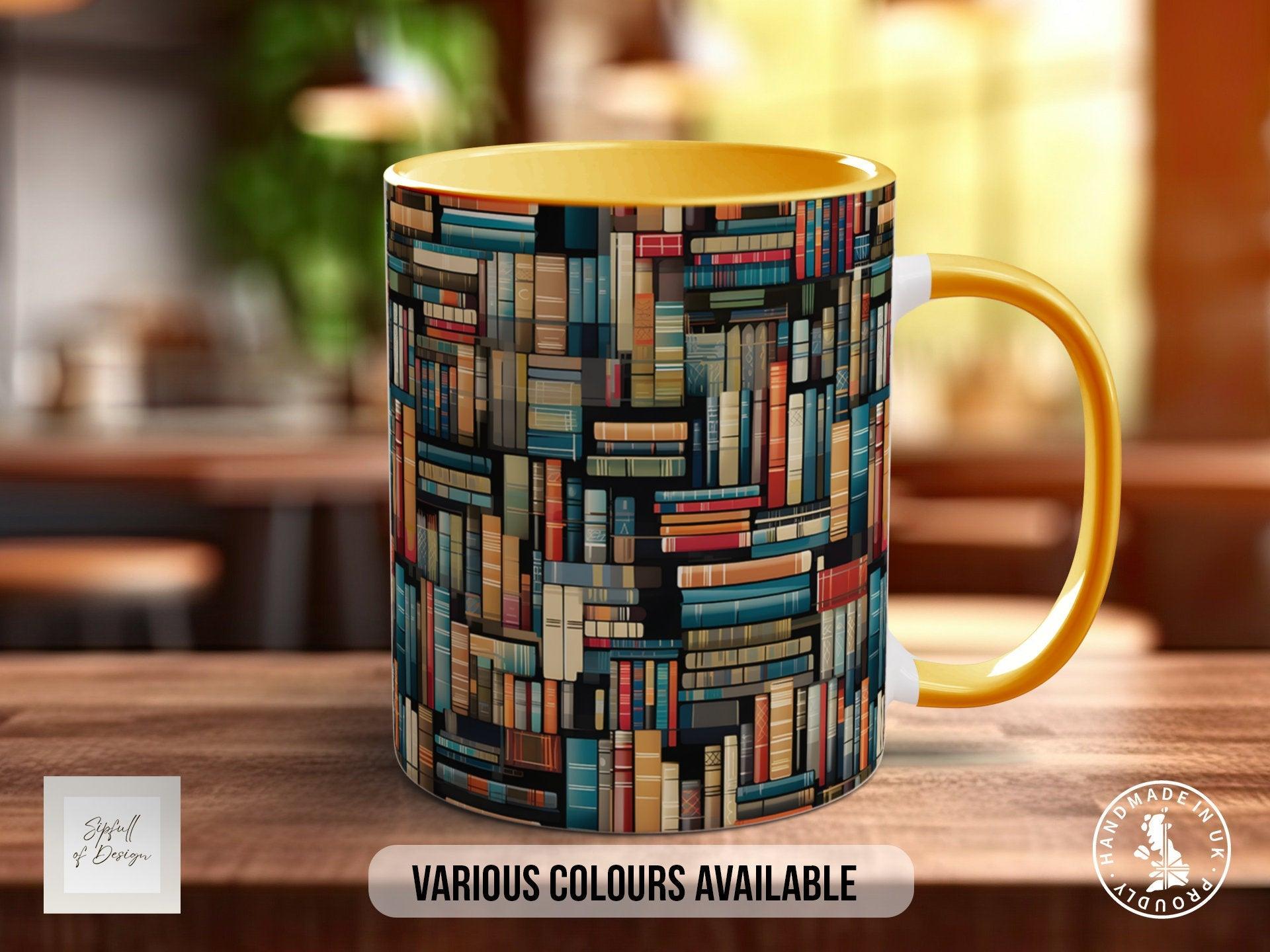 Book Shelf Pattern Full Wrap Coloured Art Mug - Design 5 - Sipfull of Design