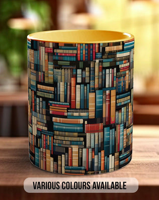 Book Shelf Pattern Full Wrap Coloured Art Mug - Design 5 - Sipfull of Design