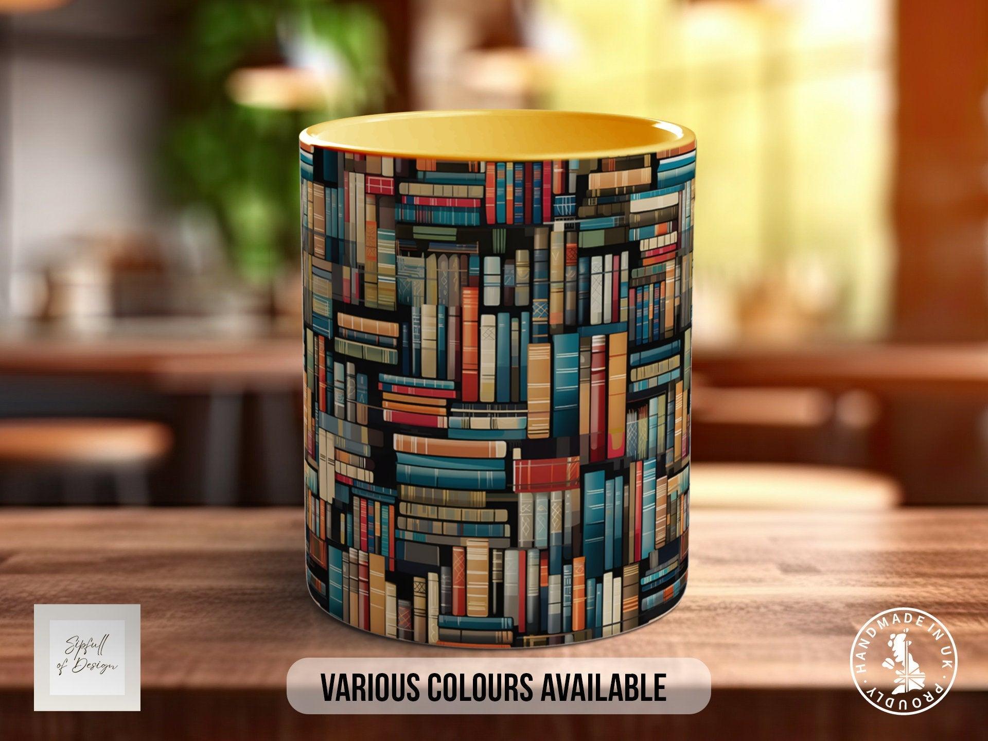 Book Shelf Pattern Full Wrap Coloured Art Mug - Design 5 - Sipfull of Design