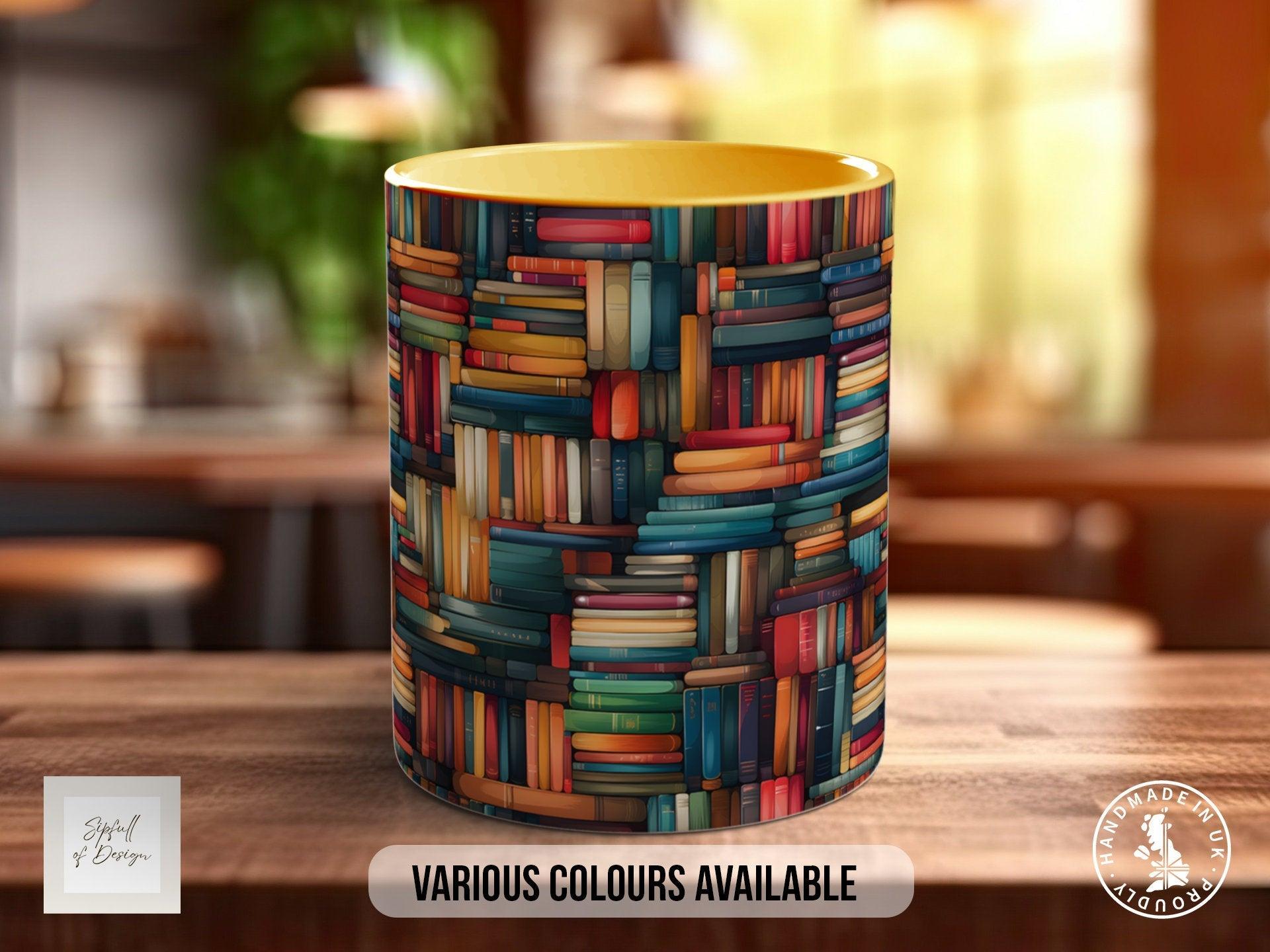 Book Shelf Pattern Full Wrap Coloured Art Mug - Design 7 - Sipfull of Design