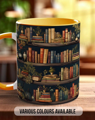Book Shelf Pattern Full Wrap Coloured Art Mug - Design 8 - Sipfull of Design