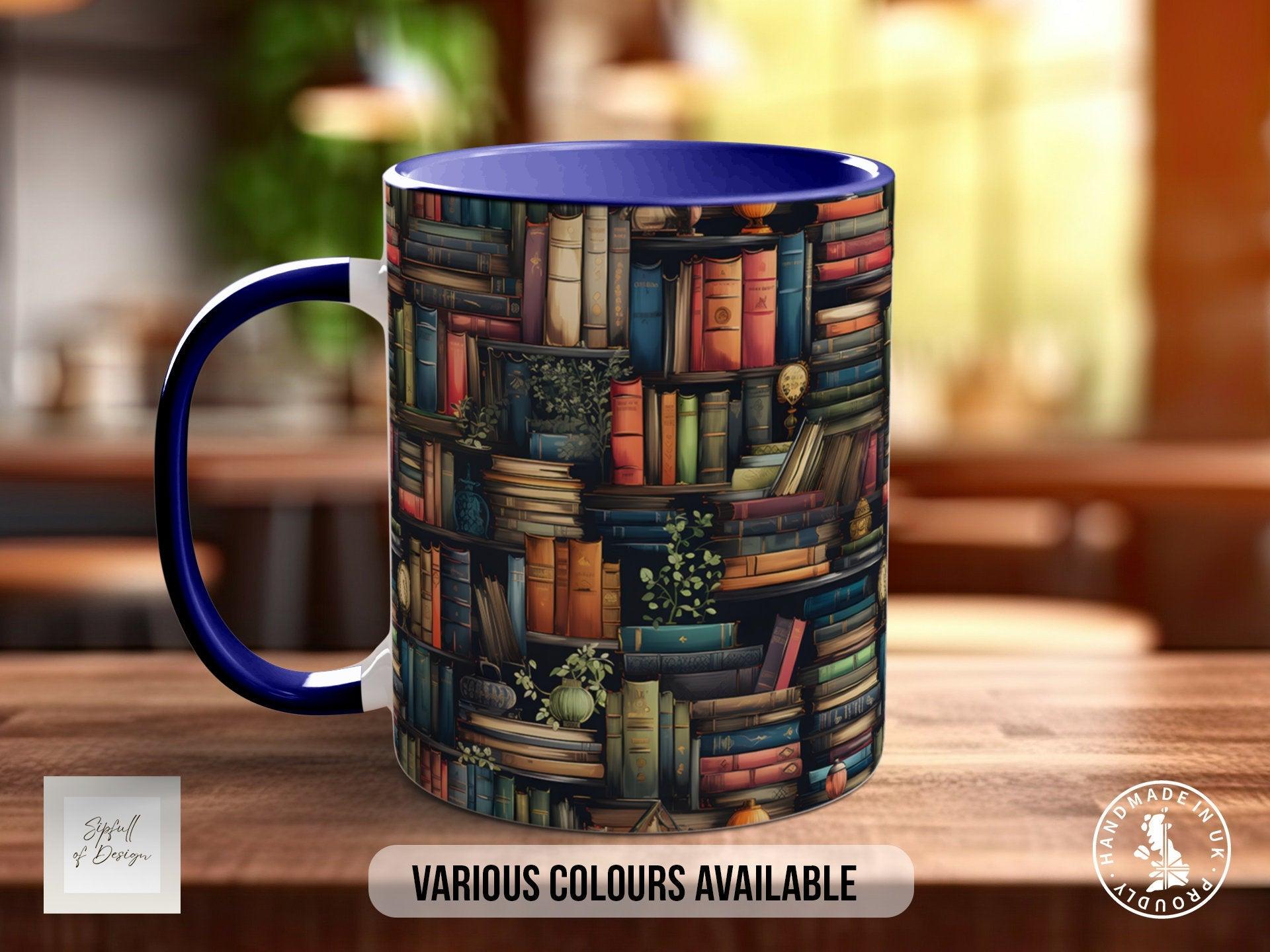 Book Shelf Pattern Full Wrap Coloured Art Mug - Design 10 - Sipfull of Design