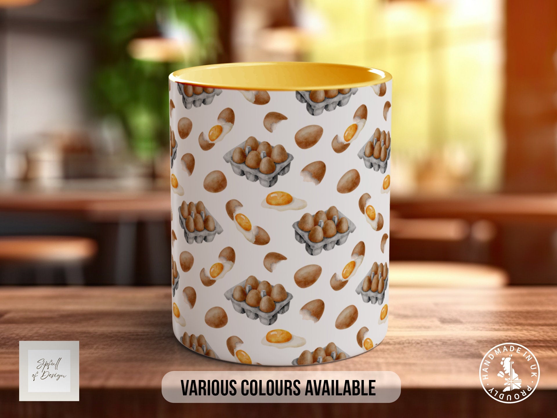 Coloured Baking Pattern Full Wrap Mug - Design 7 - Love Cooking - Kitchen Theme