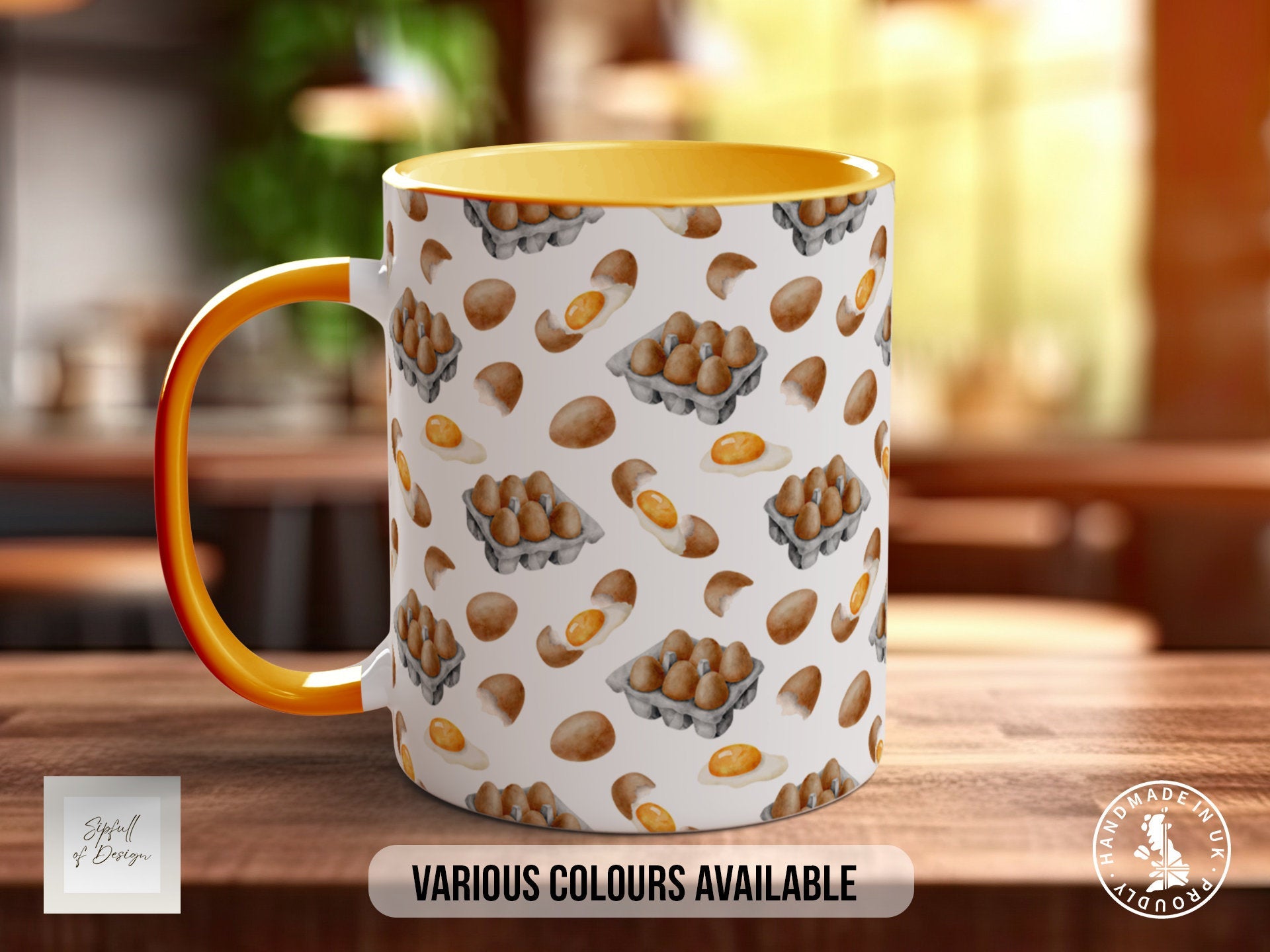 Coloured Baking Pattern Full Wrap Mug - Design 7 - Love Cooking - Kitchen Theme