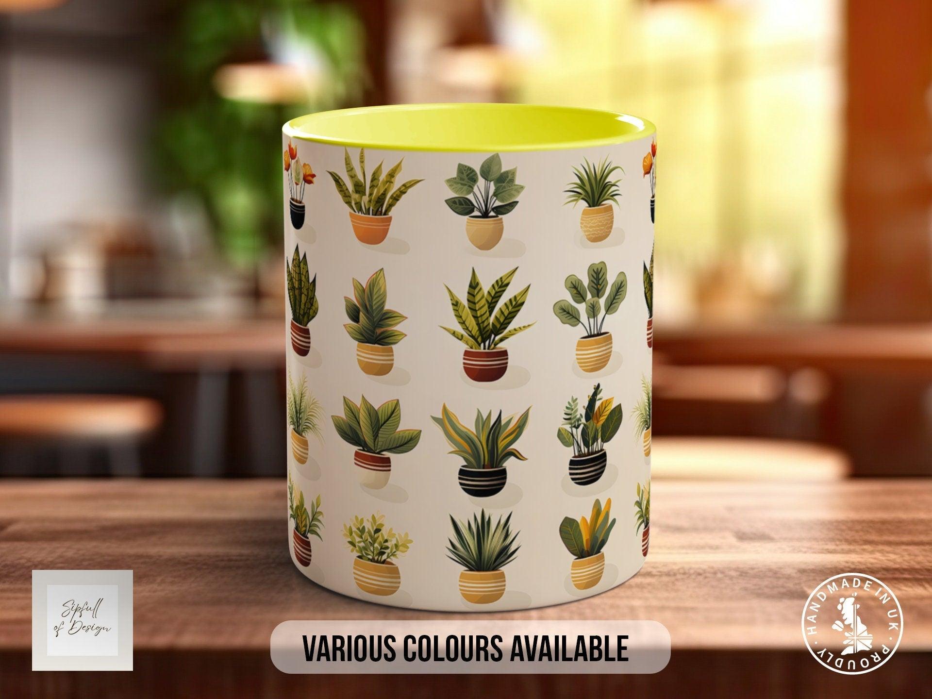 House Plants Full Wrap Art Mug - Design 4 - Coloured 11oz, Bone China 10oz and 15oz and Latte 12oz options. - Sipfull of Design
