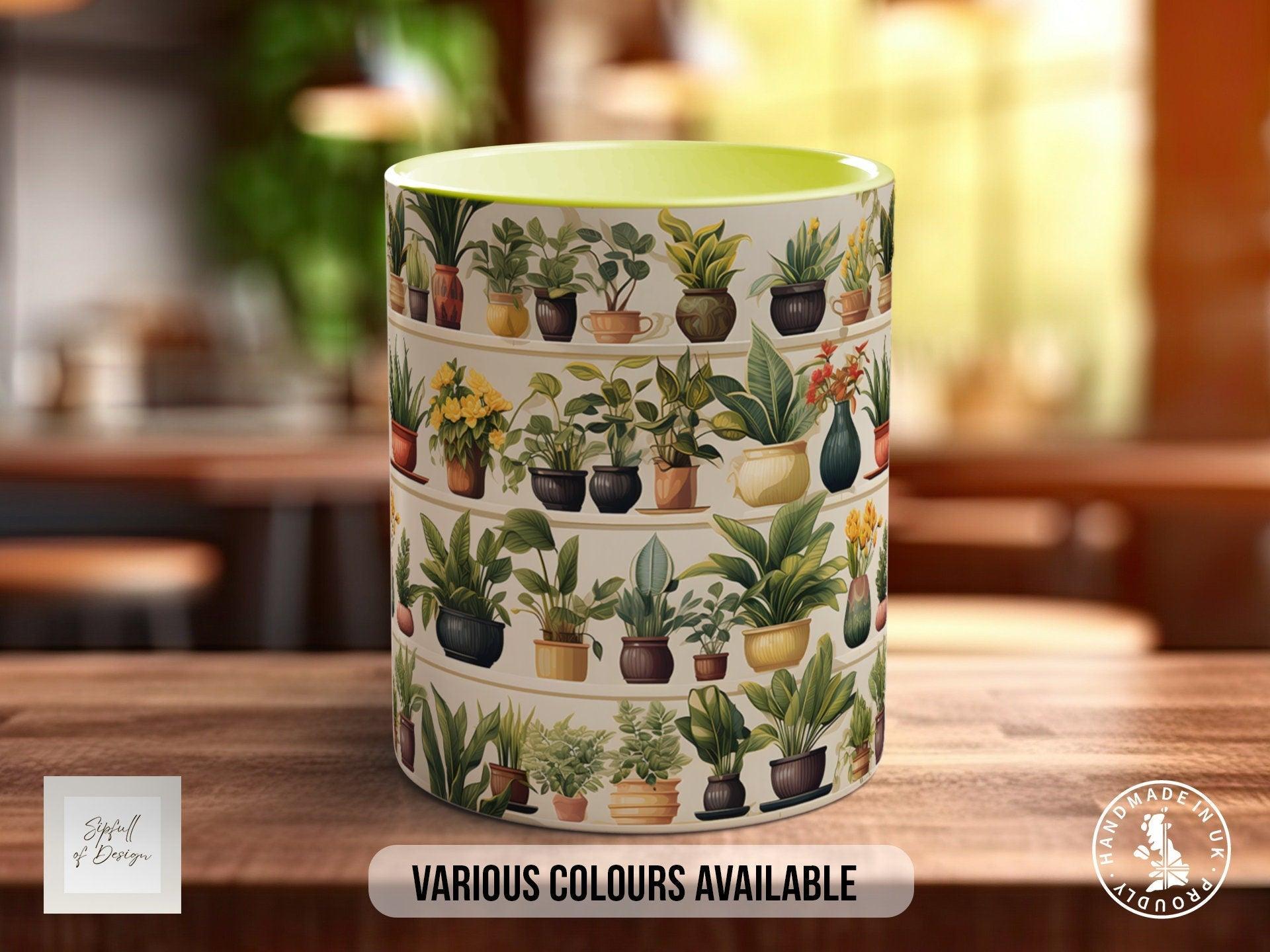 House Plants Full Wrap Art Mug - Design 5 - Coloured 11oz, Bone China 10oz and 15oz and Latte 12oz options. - Sipfull of Design
