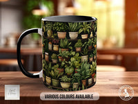 House Plants Full Wrap Art Mug - Design 6 - Coloured 11oz, Bone China 10oz and 15oz and Latte 12oz options. - Sipfull of Design