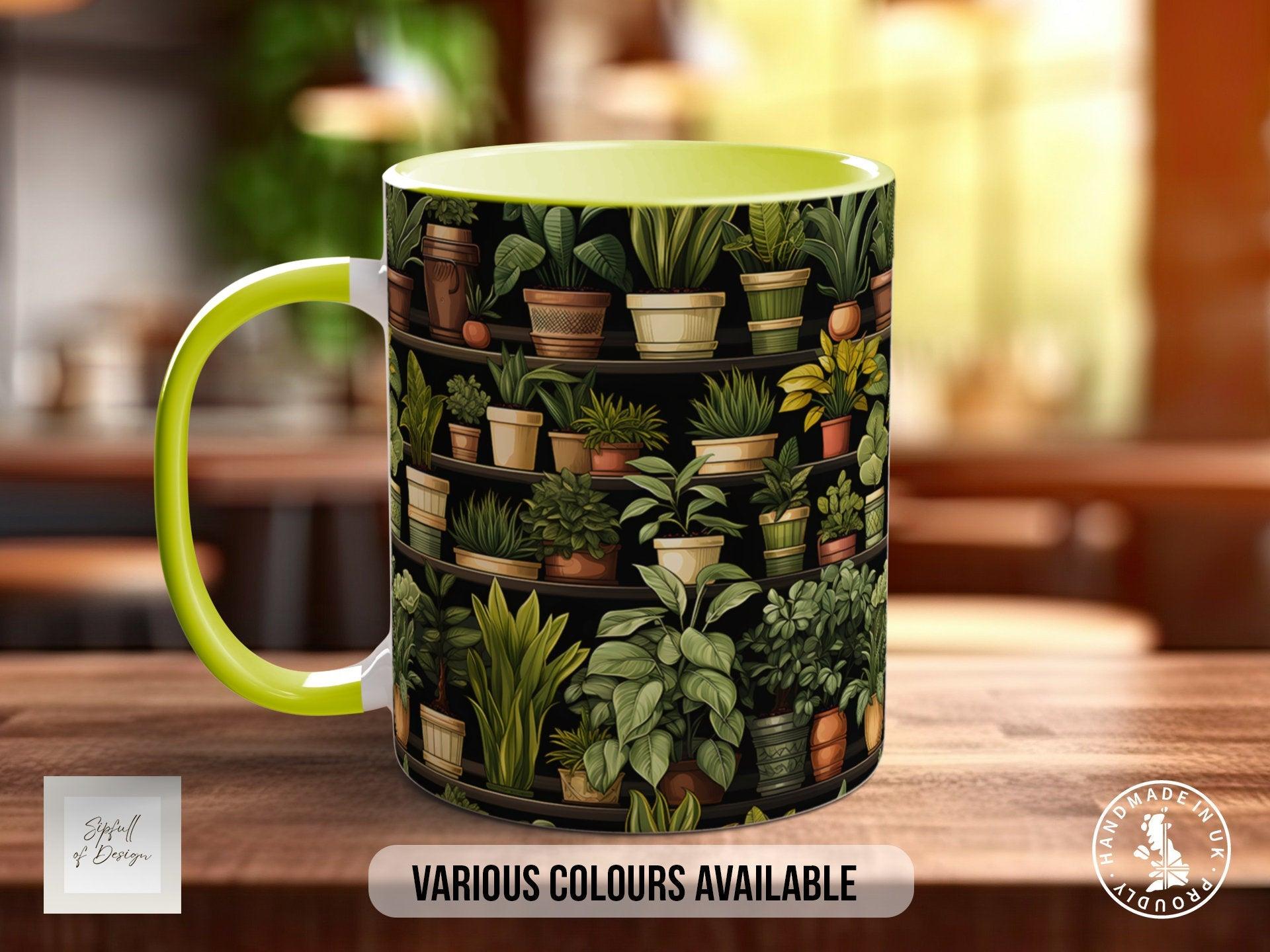House Plants Full Wrap Art Mug - Design 7 - Coloured 11oz, Bone China 10oz and 15oz and Latte 12oz options. - Sipfull of Design