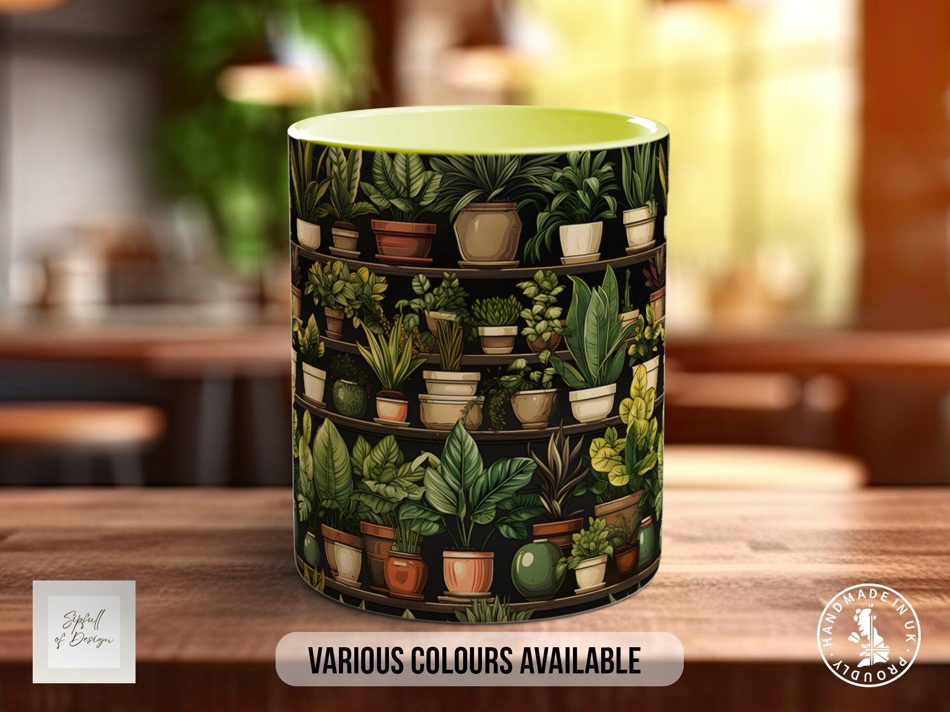 House Plants Full Wrap Art Mug - Design 9 - Coloured 11oz, Bone China 10oz and 15oz and Latte 12oz options. - Sipfull of Design