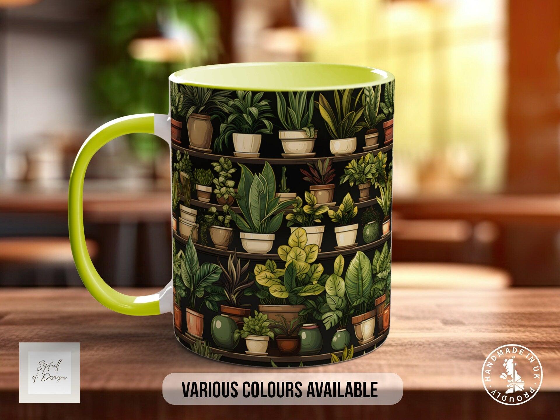 House Plants Full Wrap Art Mug - Design 9 - Coloured 11oz, Bone China 10oz and 15oz and Latte 12oz options. - Sipfull of Design