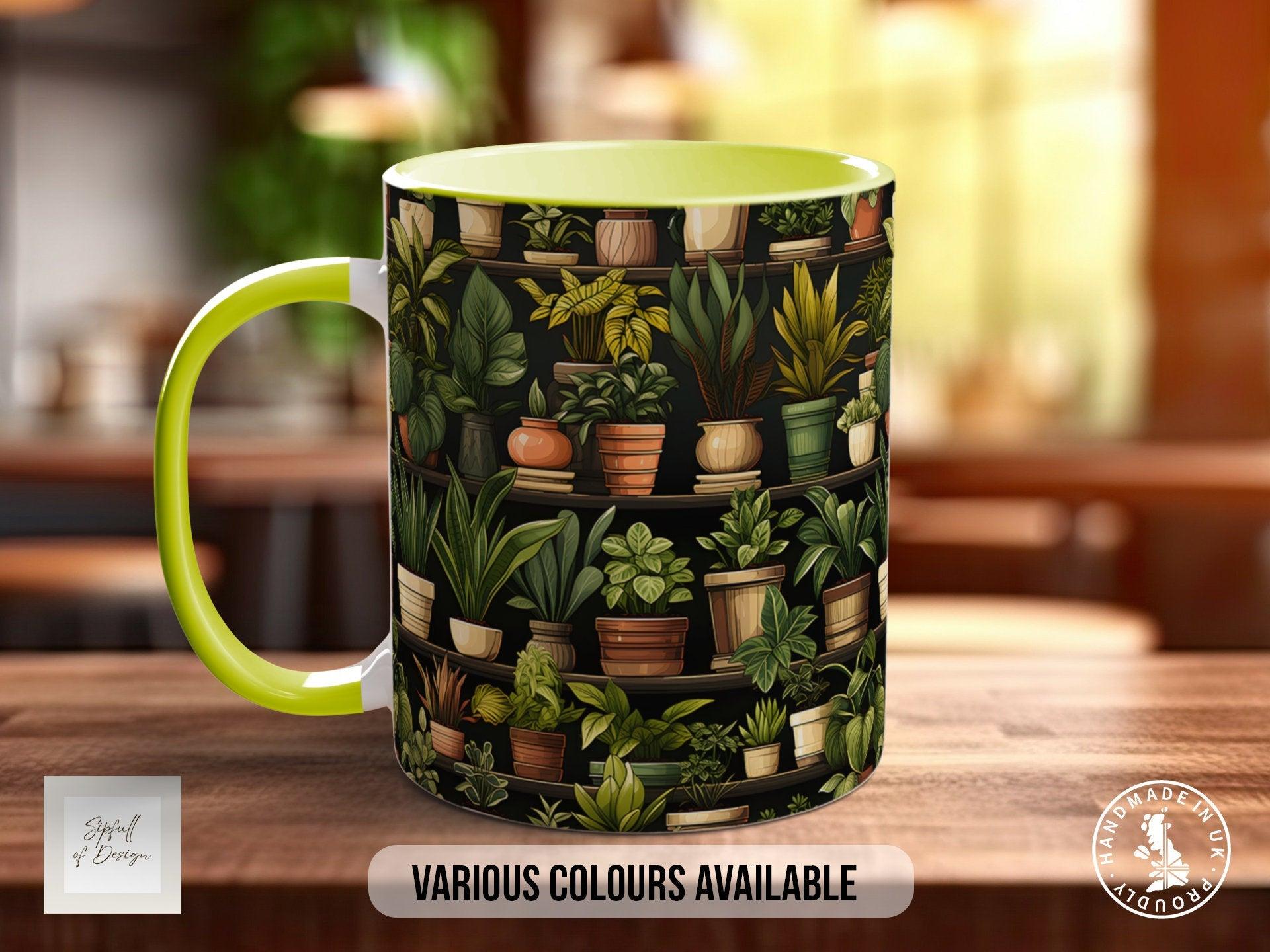 House Plants Full Wrap Art Mug - Design 12 - Coloured 11oz, Bone China 10oz and 15oz and Latte 12oz options. - Sipfull of Design