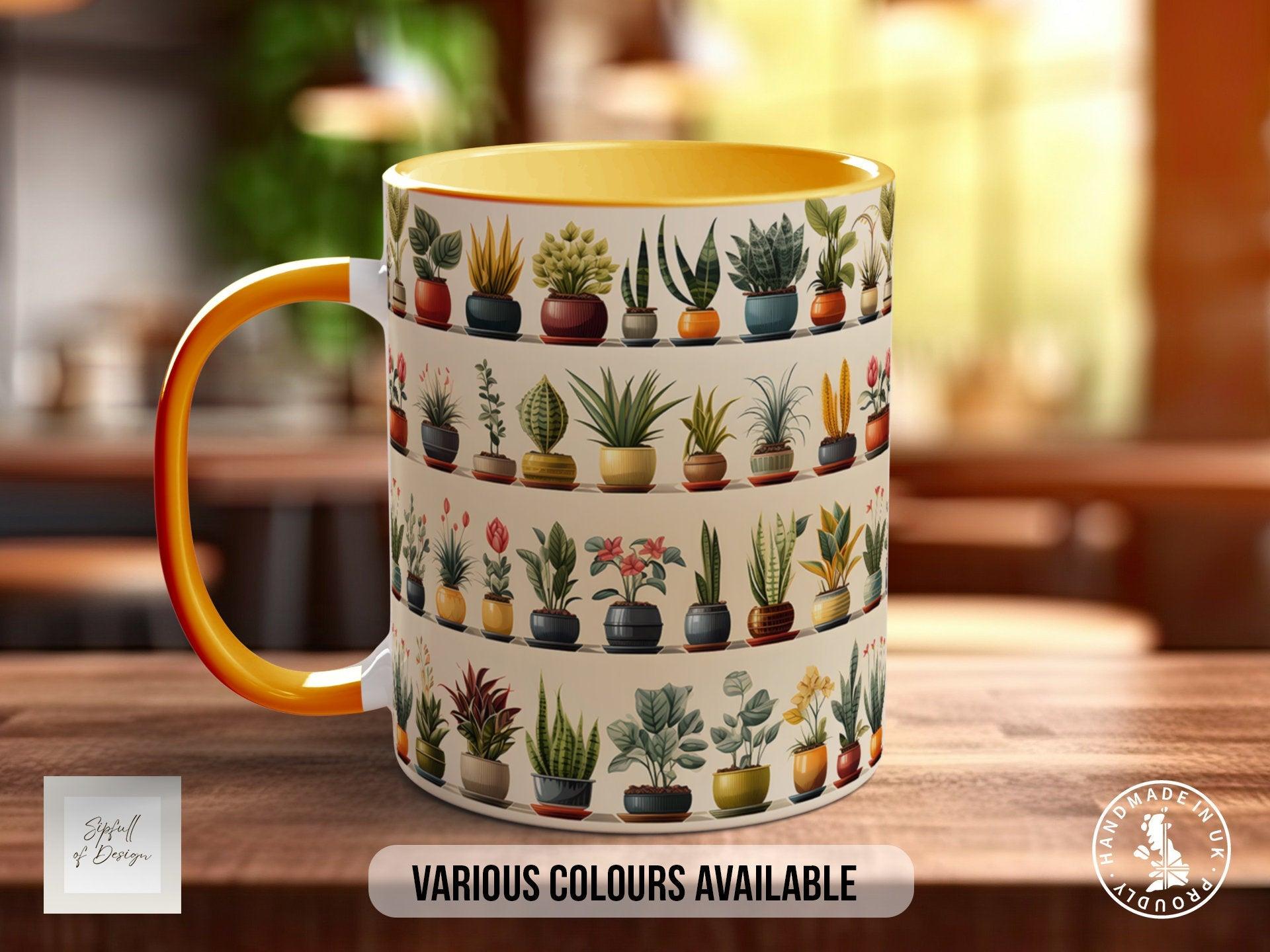 House Plants Full Wrap Art Mug - Design 16 - Coloured 11oz, Bone China 10oz and 15oz and Latte 12oz options. - Sipfull of Design