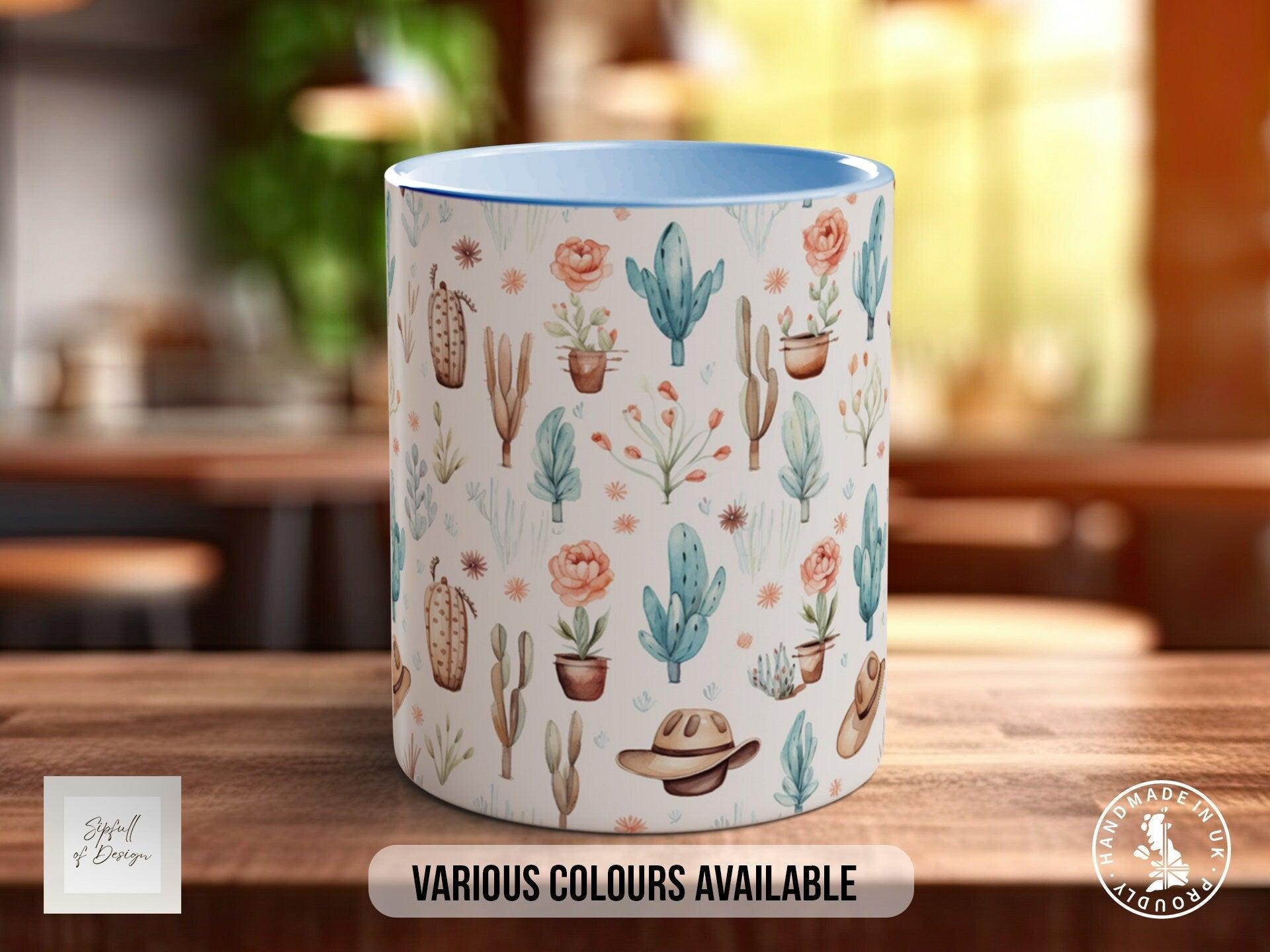 Coloured Floral Western Boho Full Wrap Art Mug - Design 6 - Sipfull of Design