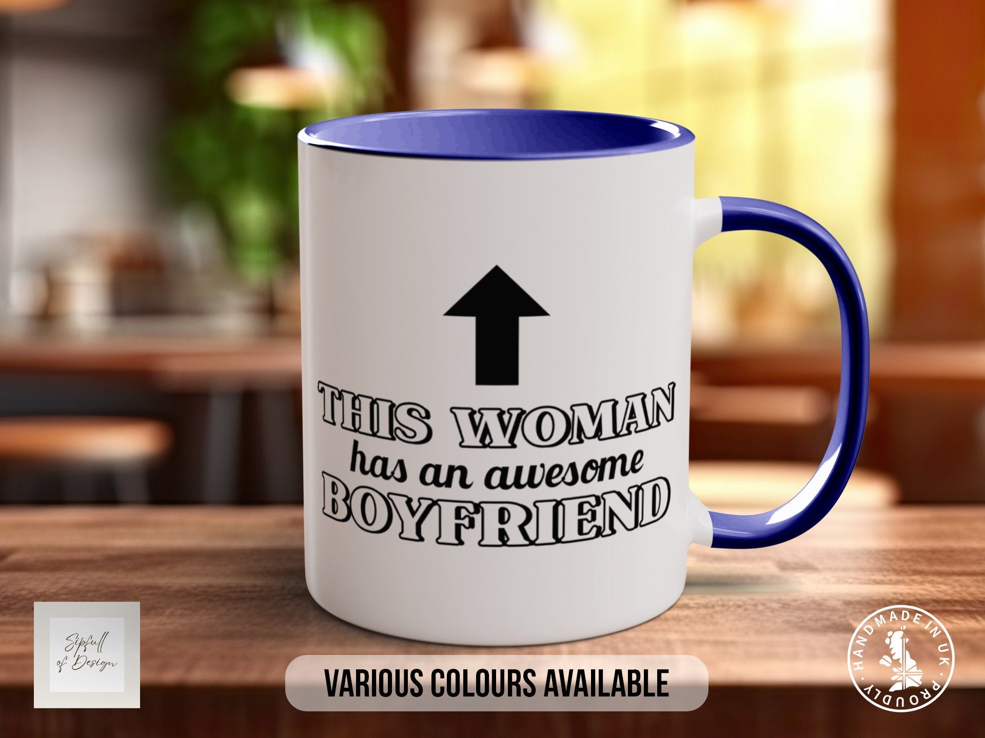 This Woman Has An Awesome Boyfriend Funny gift Valentines Mug Coloured