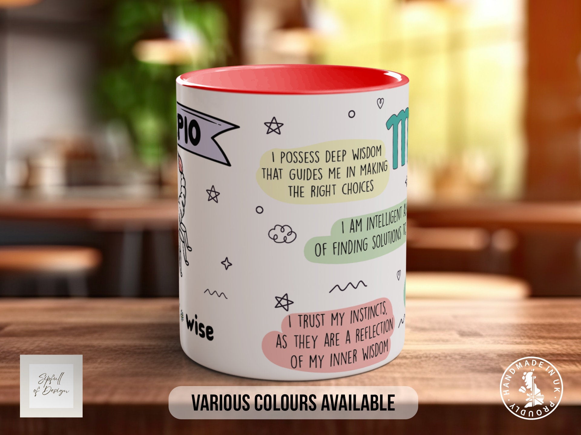 Scorpio Zodiac Mug, Zodiac Gift, Scorpio Gift, Star Sign Mug, Scorpio Birthday - 11oz, Bone China 10oz and 15oz and Latte 12oz options