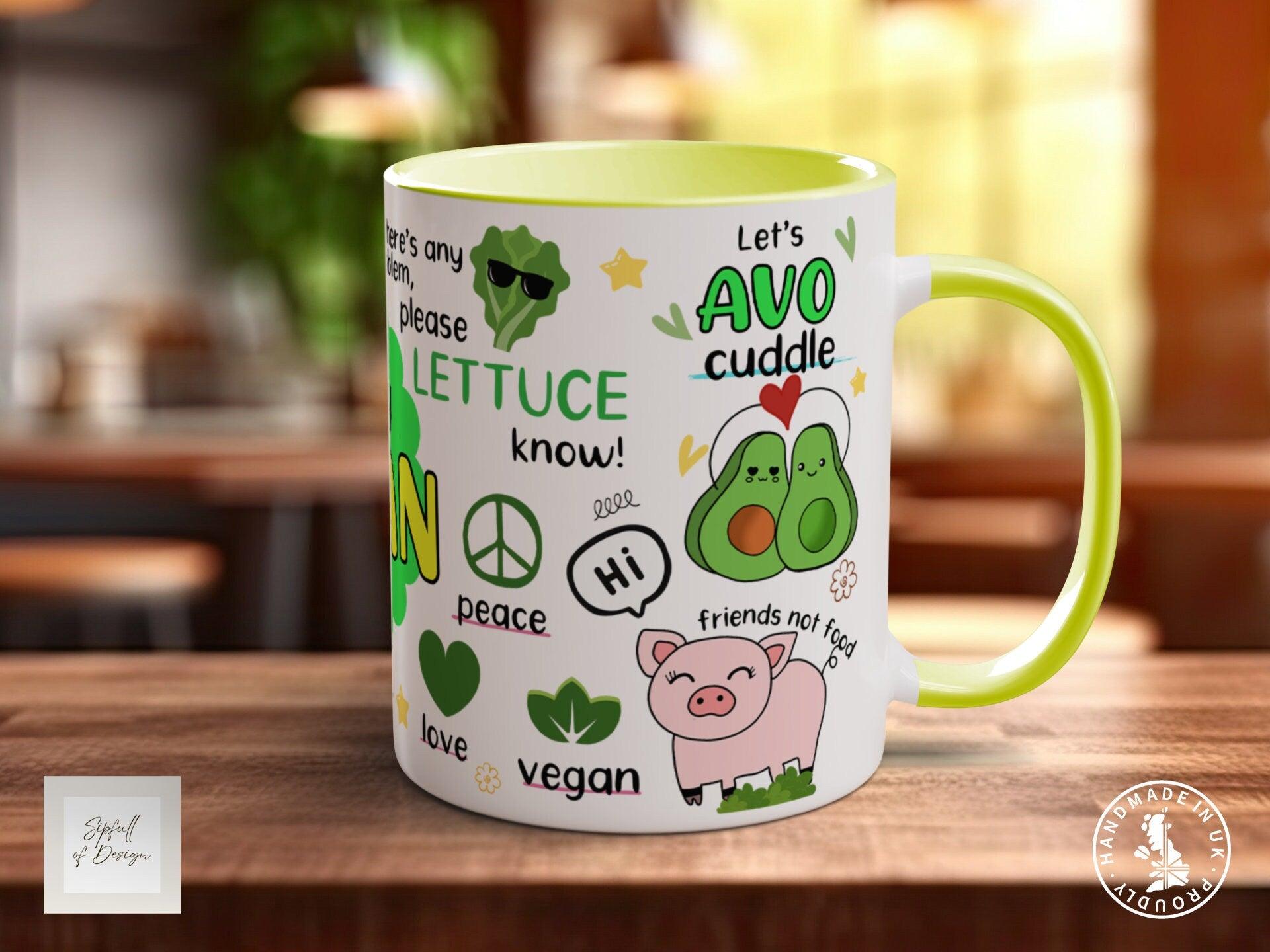 The Happy Vegan Coloured Mug - Motivational and Uplifting to help Mental Health - Sipfull of Design