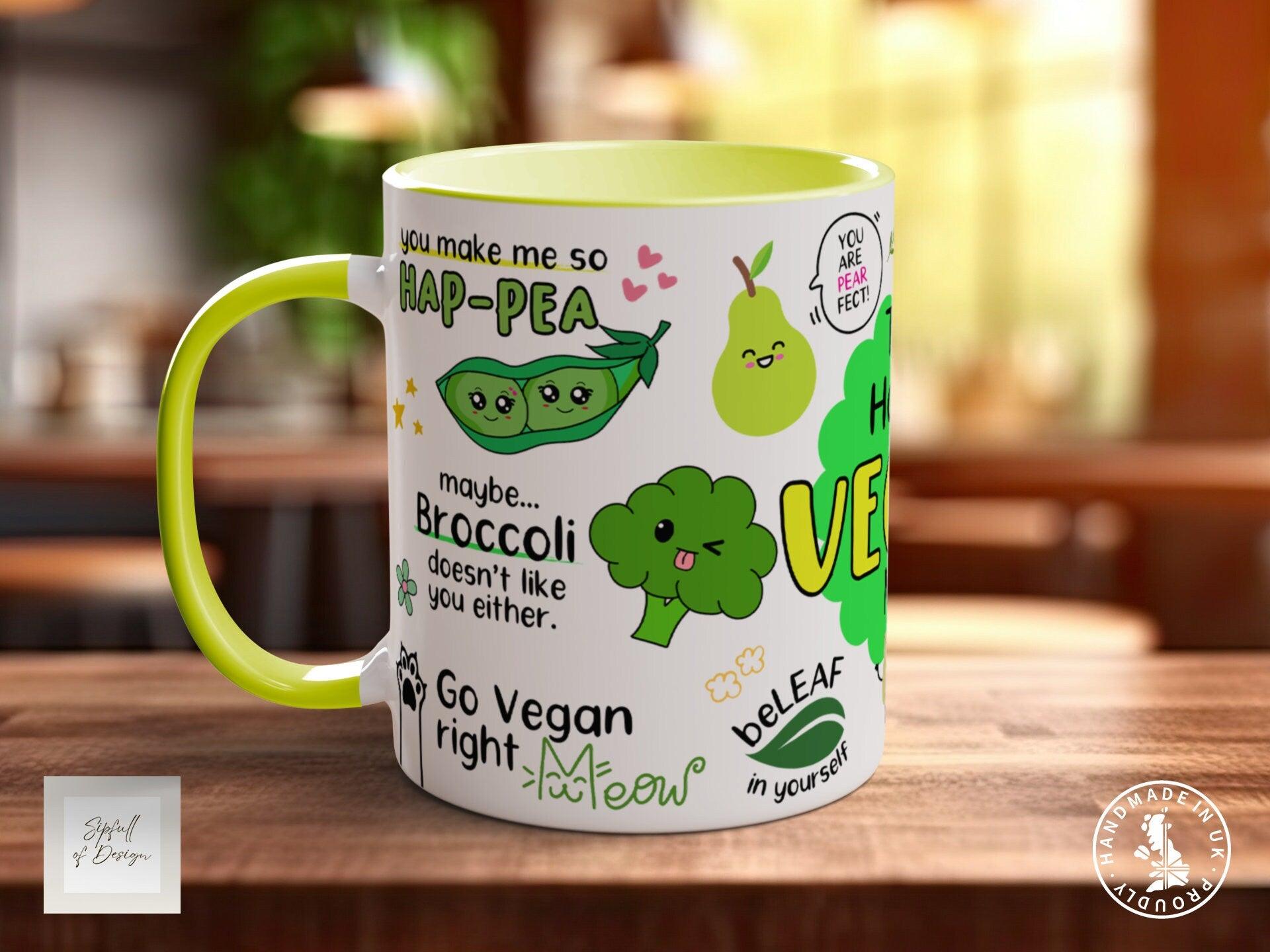 The Happy Vegan Coloured Mug - Motivational and Uplifting to help Mental Health - Sipfull of Design