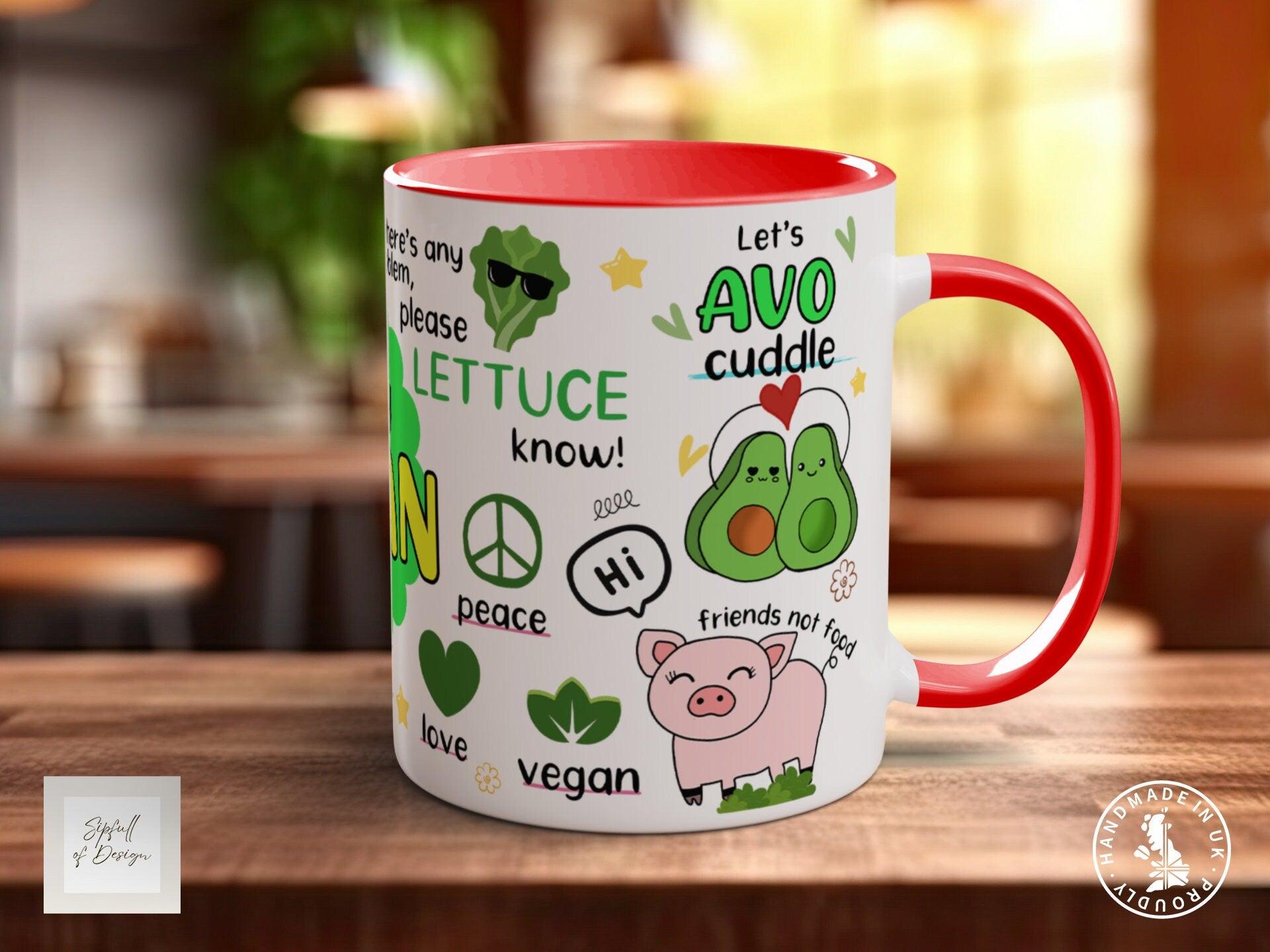 The Happy Vegan Coloured Mug - Motivational and Uplifting to help Mental Health - Sipfull of Design