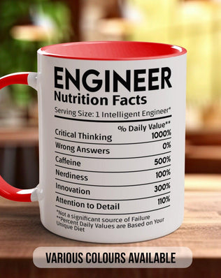 Engineer Funny Nutritional Facts Mug - Sipfull of Design