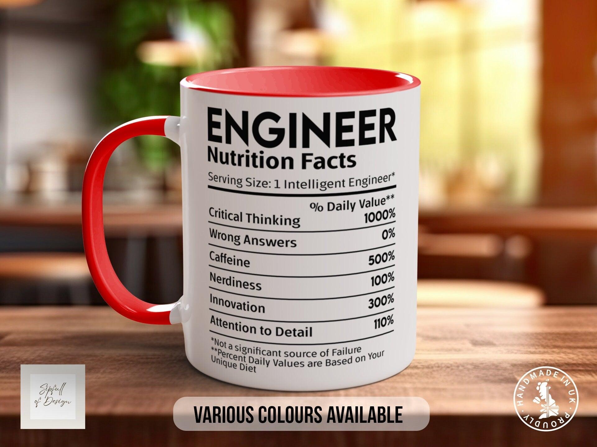 Engineer Funny Nutritional Facts Mug - Sipfull of Design