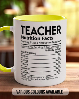 Teacher Funny Nutritional Facts Mug - Sipfull of Design