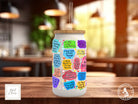 The Mental Breakdown Mug Motivational Frosted Glass Can - a bamboo cup of positivity with lid and straw!