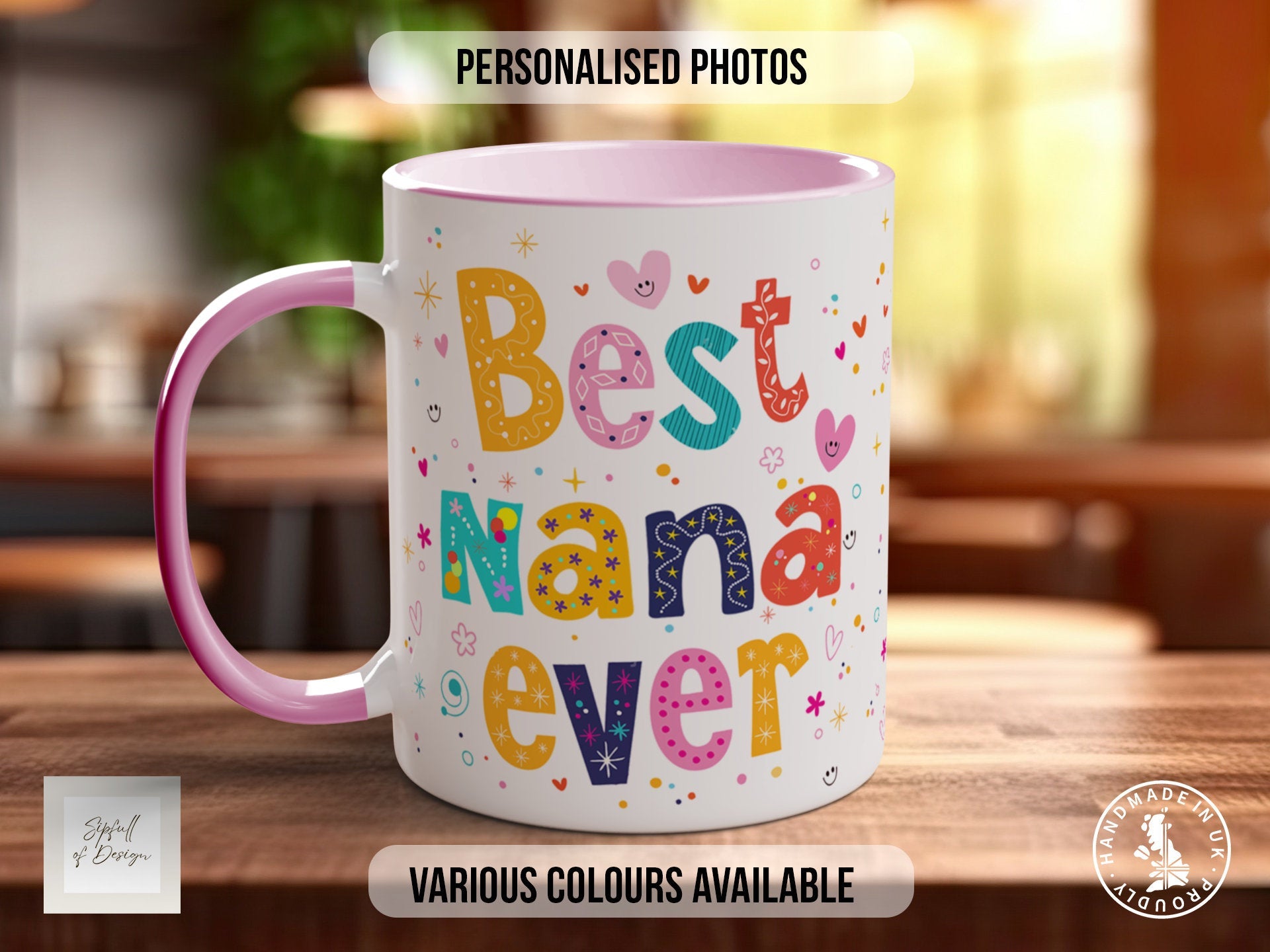 Personalised Best Nana Ever Photo Mug - Coloured with your Custom Photos - Ideal Mothers Day Gift