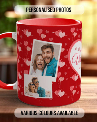 Personalised Be My Valentine Photo Mug Valentines Coloured Mug - Custom Photos - Sipfull of Design